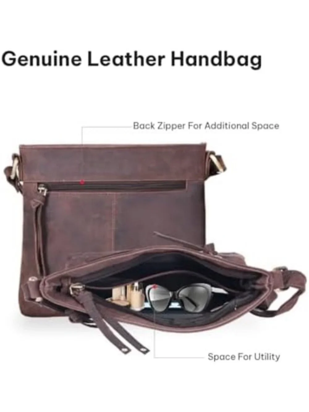 Genuine Leather Women's Crossbody Bag with Adjustable Strap - Stylish